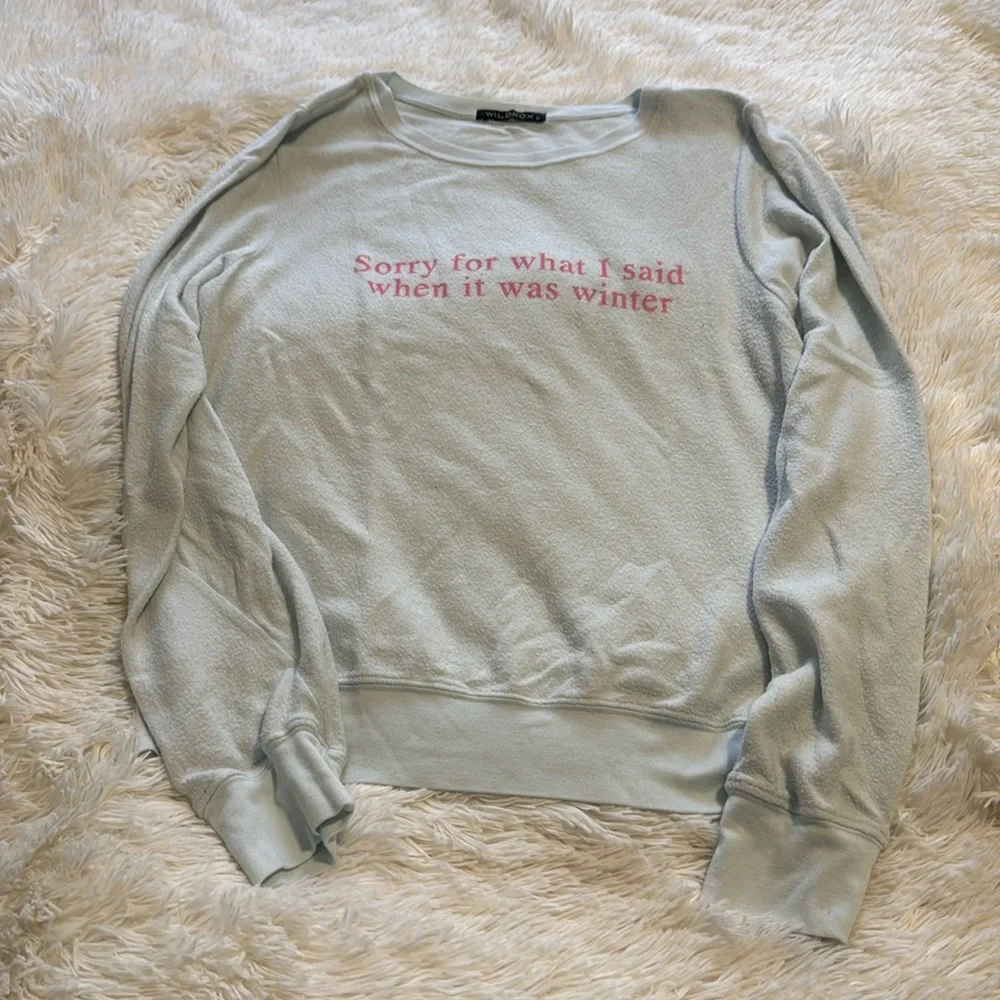Wildfox blue “Sorry for what I said when it was winter” sweatshirt top M - Picture 1 of 9